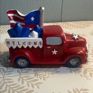 Patriotic Red Truck Decor